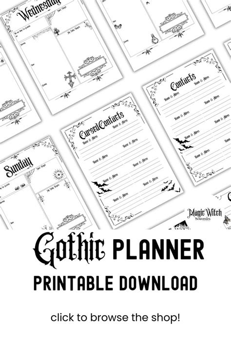 Witchy Goth Printable Daily Planner Pages 2024 Planning A4 And US