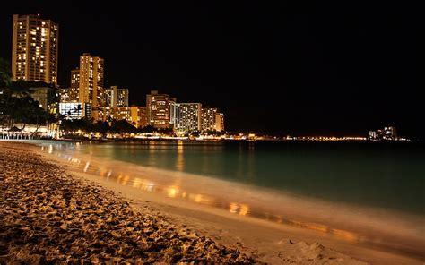 Красивый пляж ночью пейзаж Hd обои водоем Wallpaperbetter