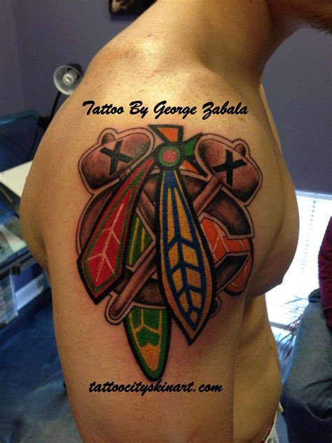 Chicago Blackhawks Feathers Logo Tattoo By George Zabala