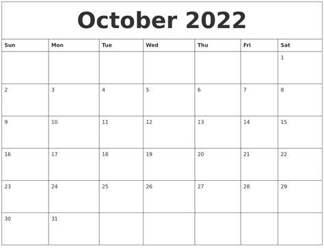 September October 2022 Calendar Printable November Calendar 2022