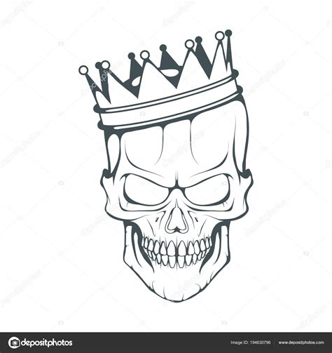 Skull Illustration Evil Skull Crown White Background Vector Graphics