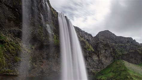 Download Wallpaper 3840x2160 Waterfall Rock Water Landscape Iceland