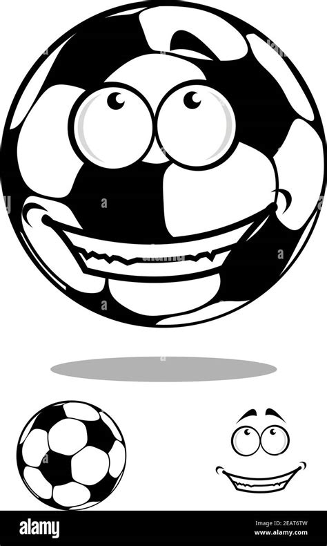 Funny Cartoon Football Or Soccer Ball Character With Shadow And Second