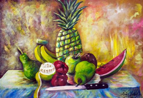 Acrylic Still Life Fruit Painting On Canvas From Africa Fruit