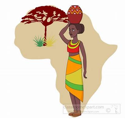 African Clipart Africa Woman Pot Head Map