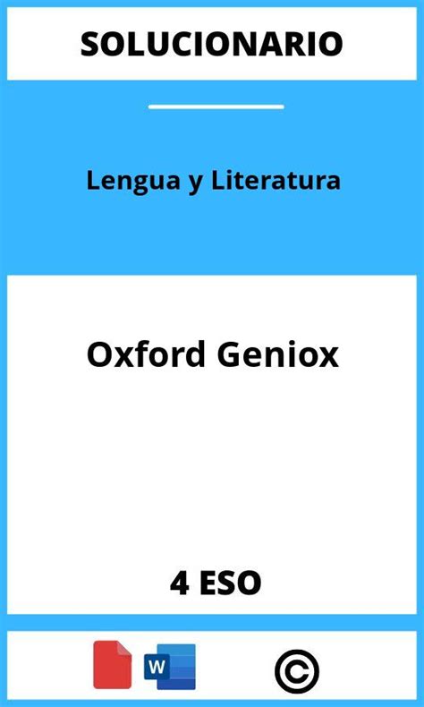 Solucionario Lengua Y Literatura 4 ESO Oxford Geniox PDF