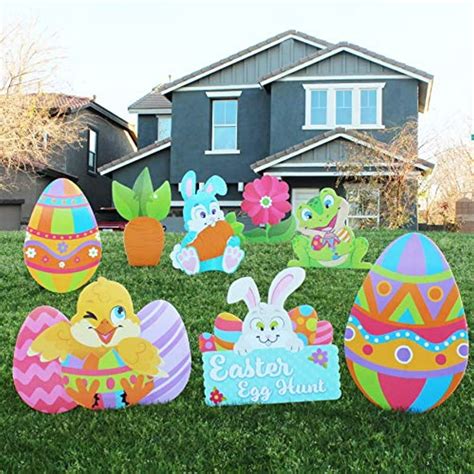 Toyify 8 Pieces Easter Yard Signs Decorations Outdoor Bunny Chick And