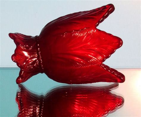 Fenton Reversible Candle Holder Ruby Red Art Glass For Votives Or Tapers Oos