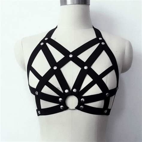 2017 new arrived bust bondage bra sexy bust garterbelt black elastic bondage lingerie gothic