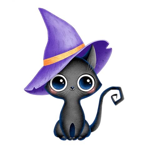 Premium Vector Illustration Of Cute Cartoon Black Witch Cat With