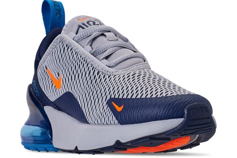 Nike Little Kids Air Max 270 Casual Shoes Wolf Greytotal Orange
