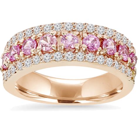1 1 2ct Pink Sapphire Diamond Wedding Ring 14K Rose Gold EBay