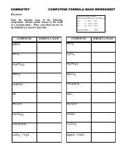 Beyond's relative formula mass worksheet helps students to understand this core concept as part of topic 1 in chemistry for edexcel gcse science. formula mass worksheet - CHEMISTRY COMPUTING FORMULA MASS ...
