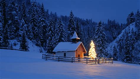 Fondos De Pantalla Luces Noche Nieve Invierno Casa Árbol De
