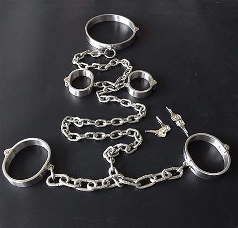 Sm Stainless Steel Bdsm Cuffs Bondage Kit Collar Sext