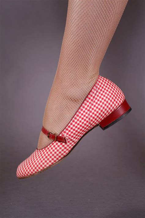 Vintage 1950s Shoes Red And White Gingham Flats By Fabgabs