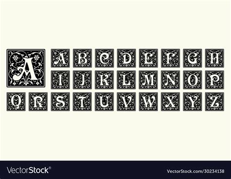 Vintage Set Capital Letters Floral Monograms Vector Image