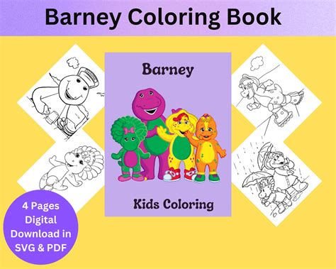 Vintage Barney Coloring Book For Kids Printable Pages In Etsy
