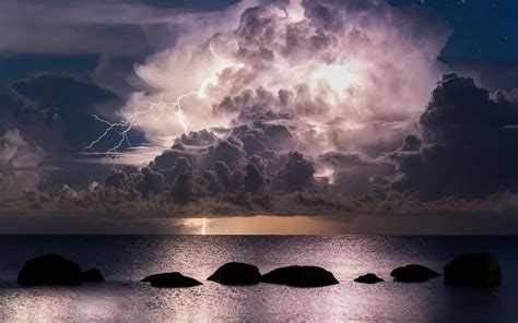 Download Horizon Lightning Cloud Sky Nature Storm Hd Wallpaper