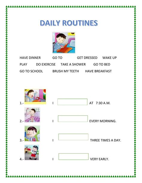 Worksheet About Daily Routine