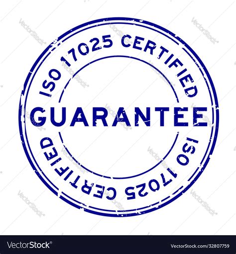 Grunge Blue Iso 17025 Certified Guarantee Word Vector Image