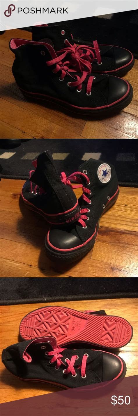 Black And Pink Converse Size 3ywomens 5 Pink Converse Converse