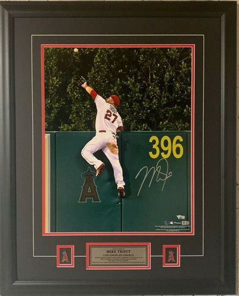 Mike Trout Los Angeles Angels Autographed 16 X 20 Robbing A Home Run