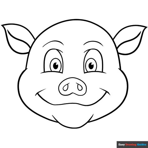 Pig Face Coloring Page Easy Drawing Guides