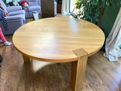 Solid Oak Dining Table Round 6 Seater 160cm Diameter X 30cm High In