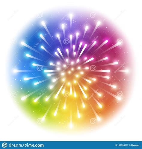 Shiny Rainbow Firework On White Background Stock Vector Illustration