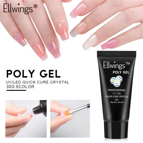 Ellwings Poly Gel Finger Extension Ml Clear Pink Jelly Polygel Quick Building Extend UV