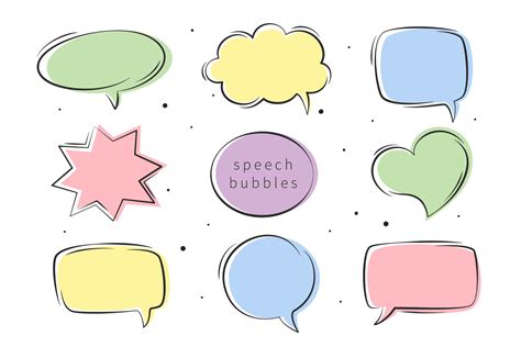 Set Hand Drawn Speech Bubbles Different Shapes For Text Chat Message