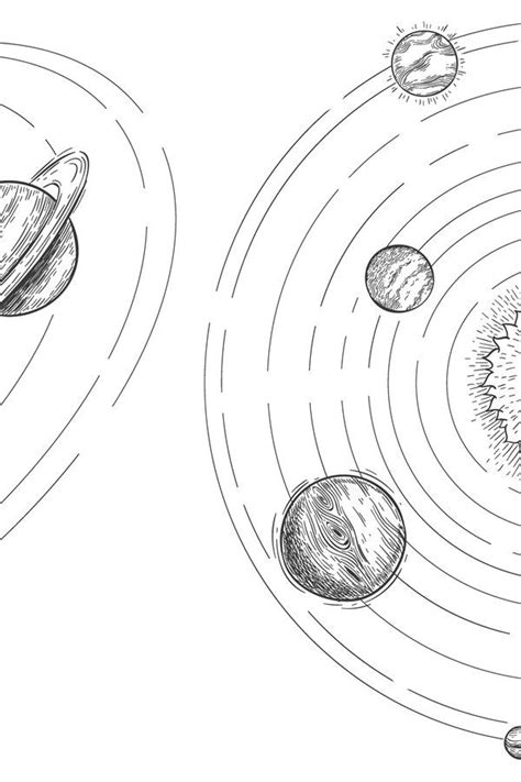 Sketch Solar System Hand Drawn Planets Orbits Planetary An Drawing