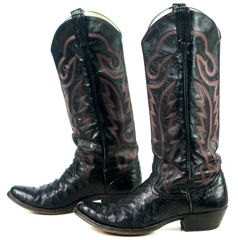 Custom Black Full Quill Ostrich Cowboy Western Boots 17 Tall Knee Hi