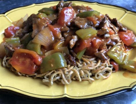 Tomato Beef Chow Mein And The Yee Mee Loo Chinese American Restaurant