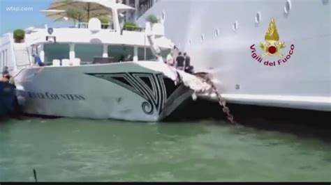 Cruise Ship Slams Into Tourist Boat Dock In Venice