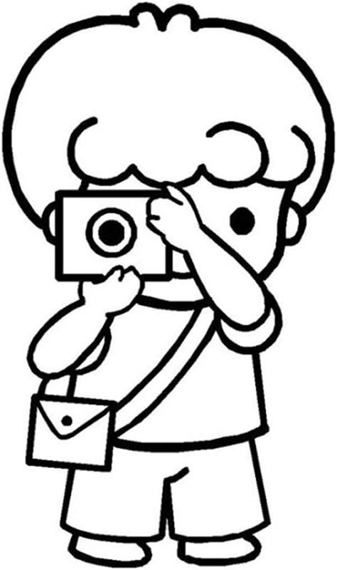Cartoon of Little Kids Doing Photography Coloring Page Coloring Sky