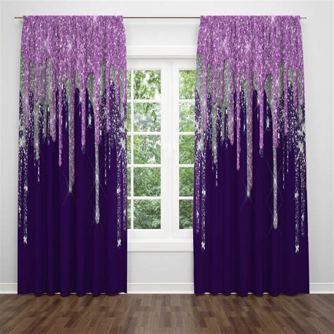 Purple Boho Window Curtains Etsy
