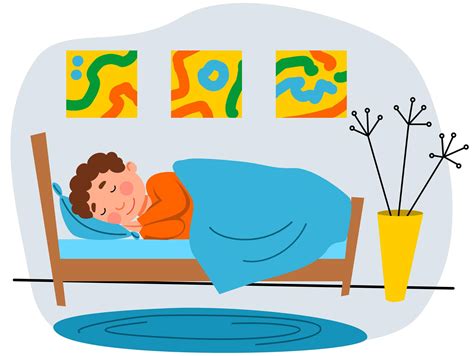 A Little Boy Is Sleeping In His Bed A Child In Pajamas 6146792 Vector