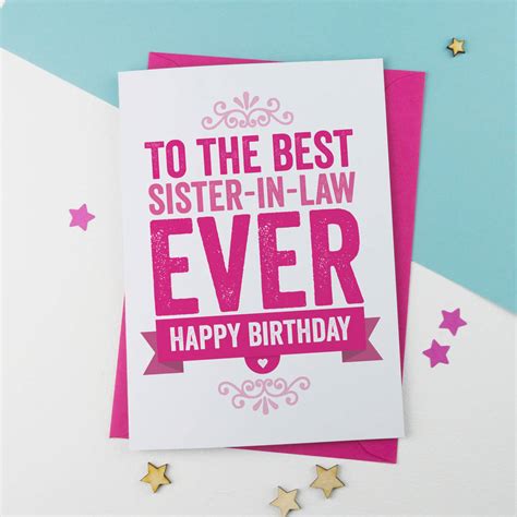 Birthday Card For Sister In Law By A Is For Alphabet