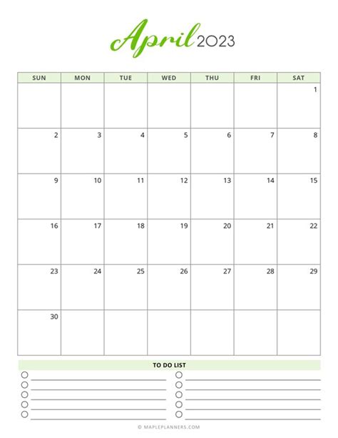 Free Printable April 2023 Monthly Calendar Vertical