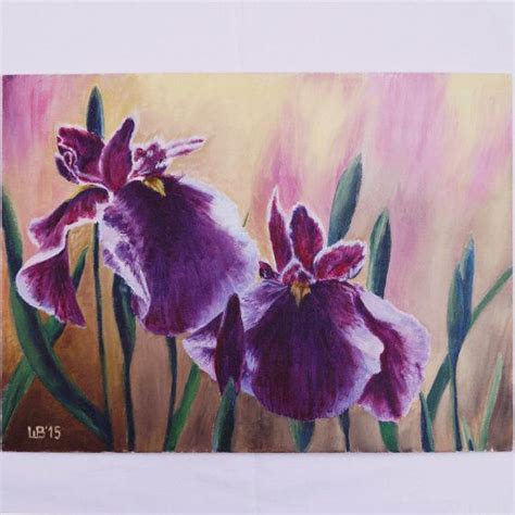 Original Oil Painting Irises Picture Home Decor Flower Art Etsy