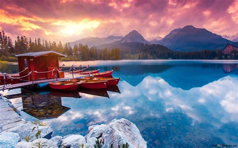 Beautiful Sunrise At The Lake Hd Wallpaper Download