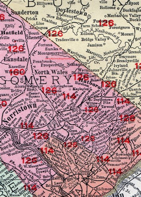 Montgomery County Pennsylvania 1908 Map By Rand Mcnally Norristown