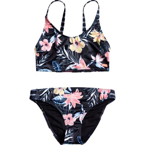 Roxy Flowers Addict Crop Top Bikini Set Mädchen Campzch