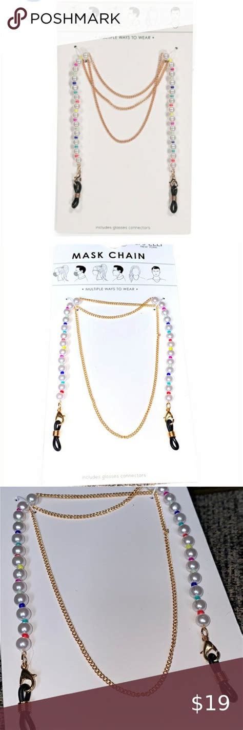 Mask Eyeglass Chain Beaded And Faux Gold Chain Eyeglass Chain Faux Beaded
