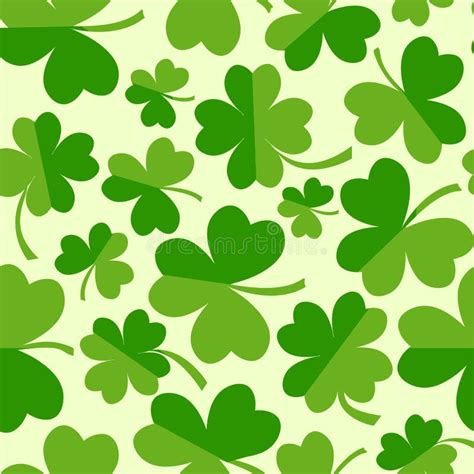 Seamless Pattern With Four And Tree Leaf Clovers Vector Illustration