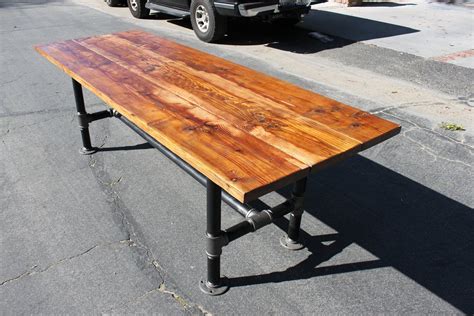 Rustic Reclaimed Wood Table With Industrial Pipe Legs