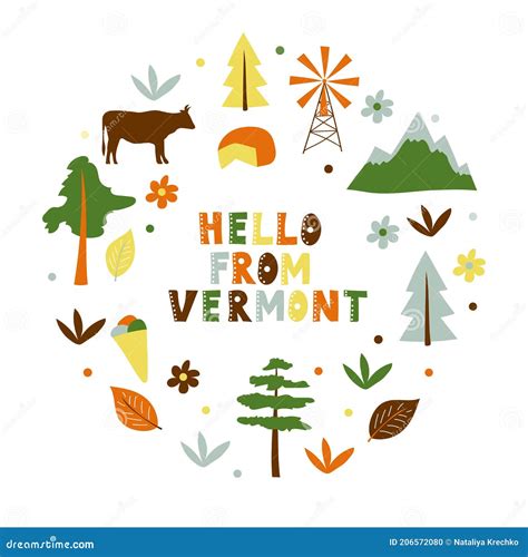 Usa Collection Hello From Vermont Theme Stock Illustration