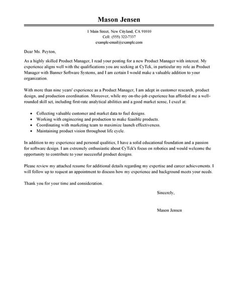 Professional Product Manager Cover Letter Examples